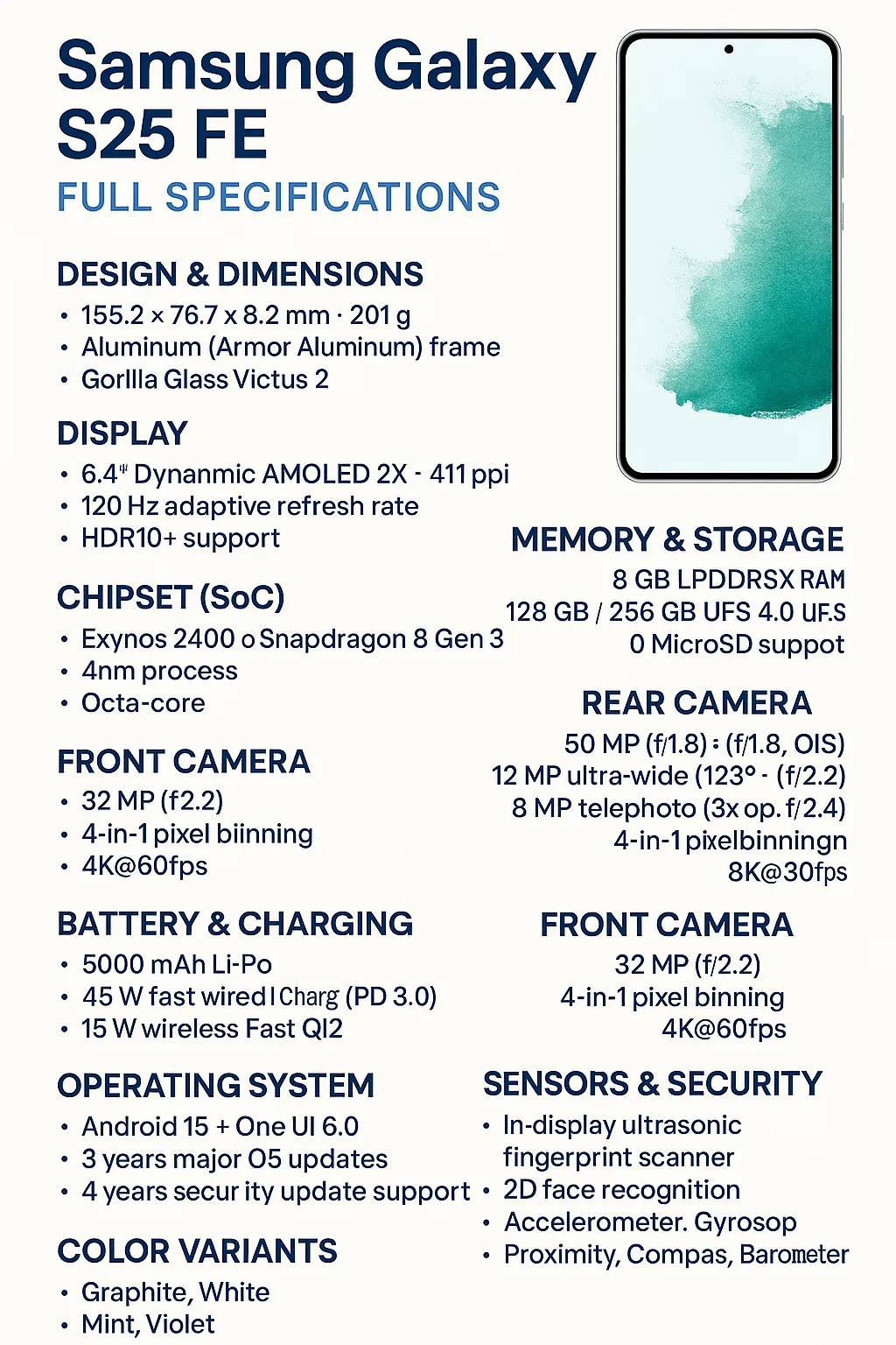Samsung Galaxy S25 FE - Kamera, Performans və Batareya