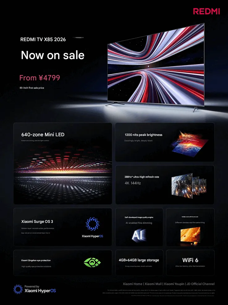 Redmi TV X 2026 Televizoru Mini LED ilə Yeni Səviyyə